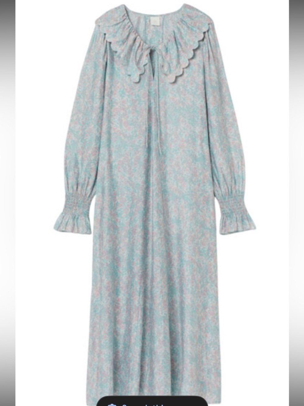 H&M Light Blue Floral Ruffle-Collar Maxi Dress Size XS NWT! - Picture 3 of 8